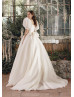 Square Neck Ivory Organza Wedding Dress